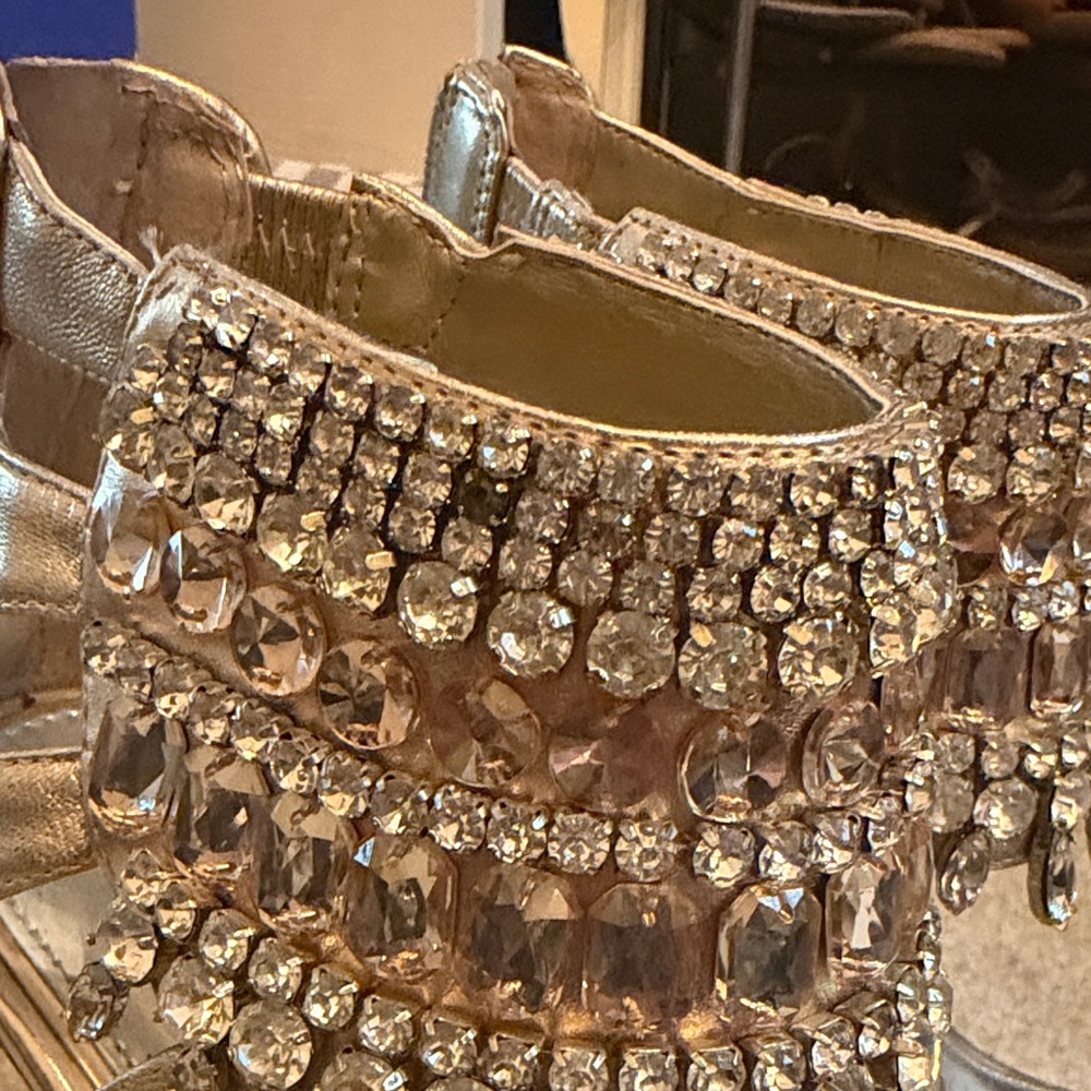Gianni Bini Gold Crystal Embellished Heels - Picture 5 of 8